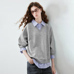 Layered-Look Striped-Collar Sweatshirt