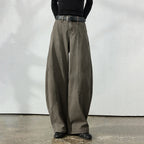 Curved-Seam Wide-Leg Pants