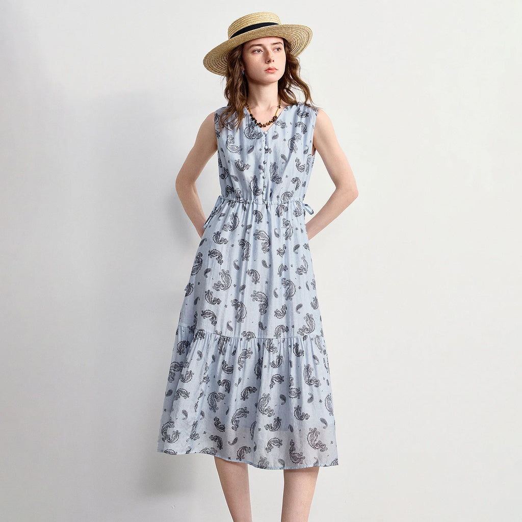 Paisley Sleeveless Midi Dress