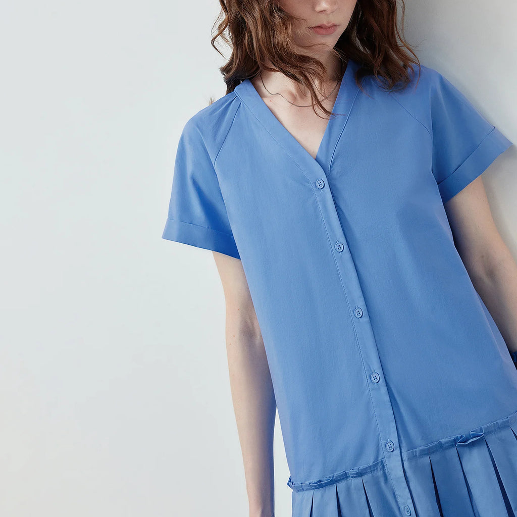 V-Neck Drop-Waist Mini Dress