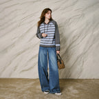 Striped Colorblock Knit Hoodie