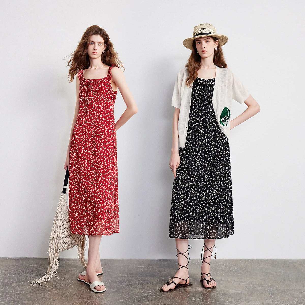 Floral Strappy Midi Dress