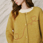 Heart Embroidered Knit Cardigan