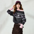 Fair Isle Off-Shoulder Knit Top