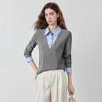 Layered-Look V-Neck Knit Top