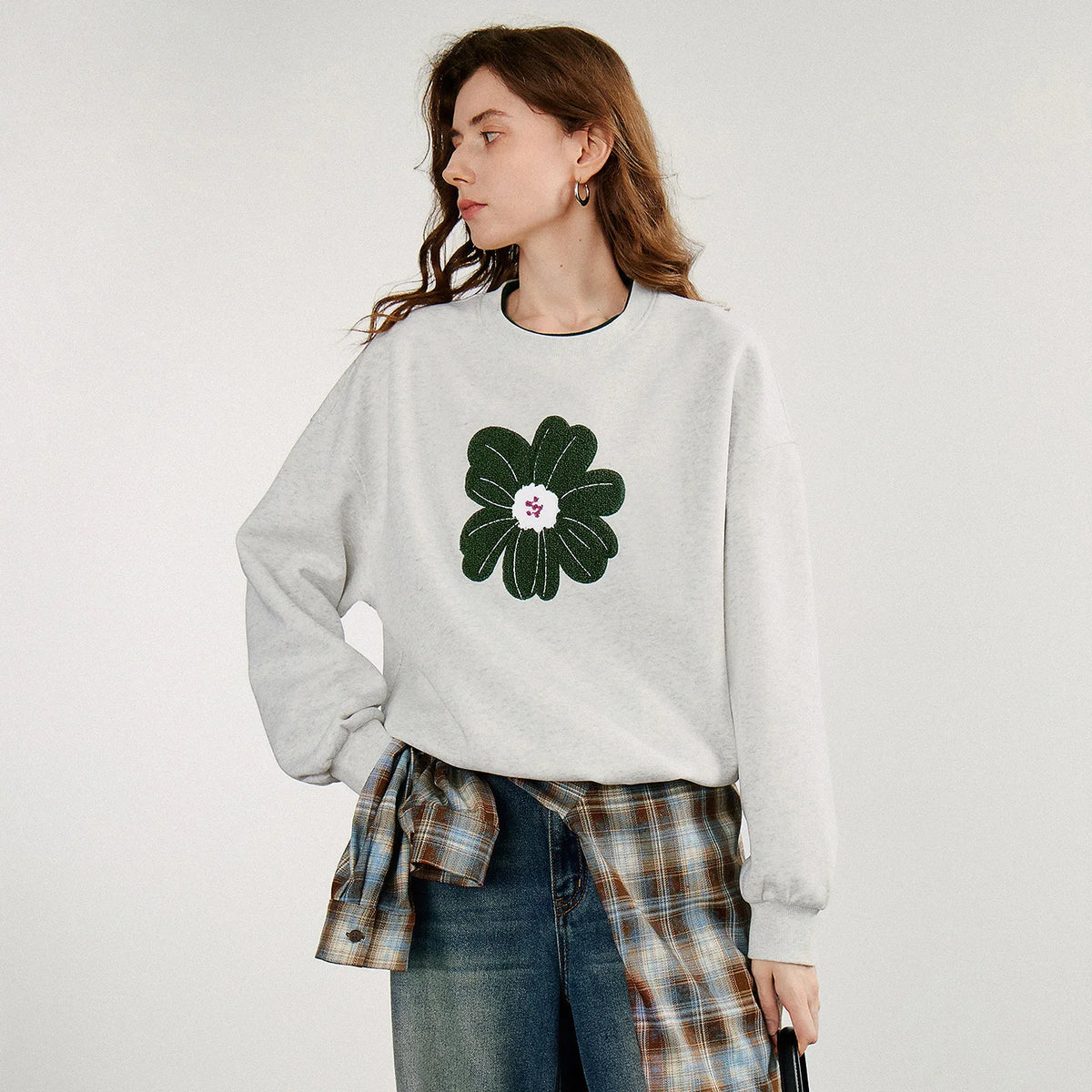 Flower Graphic Crewneck Sweatshirt