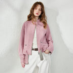 Checked-Trim Zip Jacket