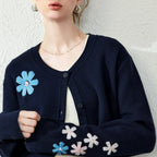 Flower-Detail Knit Cardigan