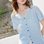 Short-Sleeve Knit Cardigan