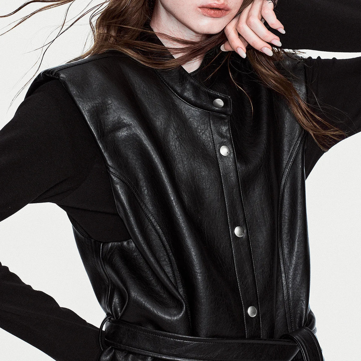 Tie-Waist Button-Front Vest