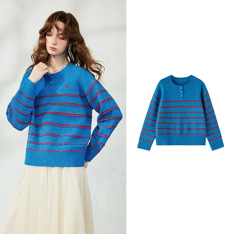 Striped Henley Knit Top