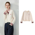 Contrast-Trim Polo Sweater