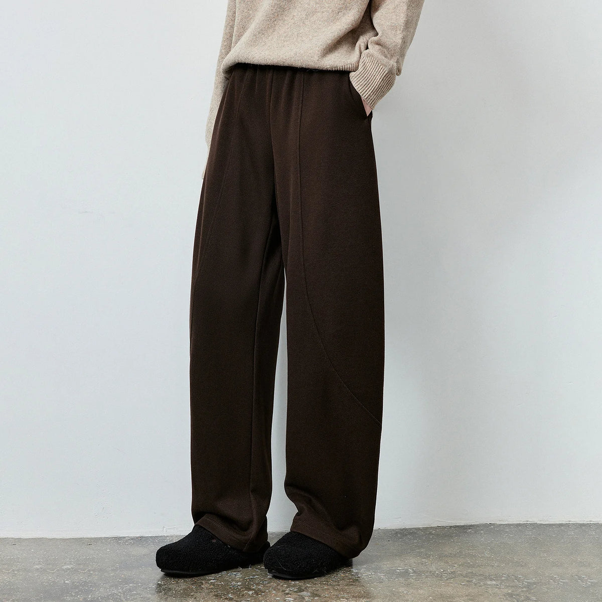 Elastic-Waist Curved-Leg Pants