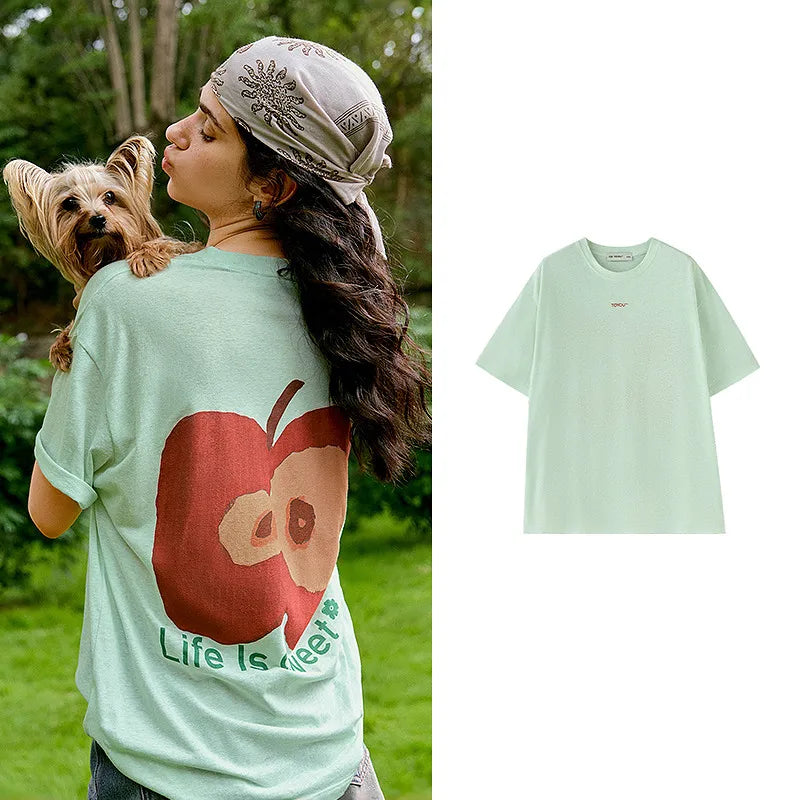 Apple-Print Back-Graphic Tee
