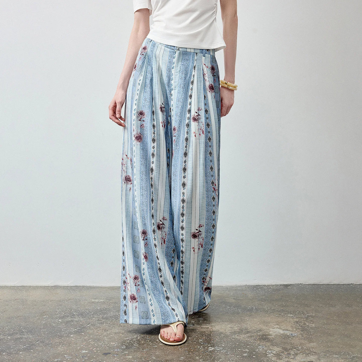 Off-Shoulder Top and Printed Pants Set