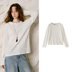Ribbed Crewneck Knit Sweater