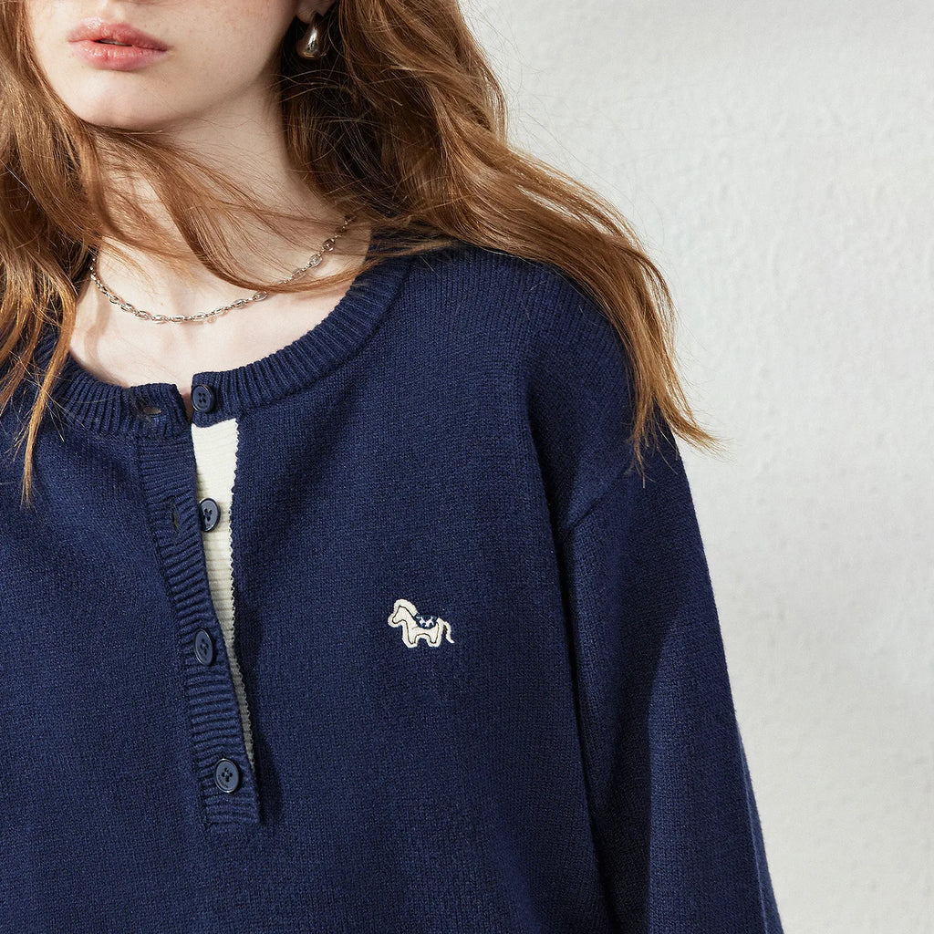 Contrast-Trim Polo Sweater