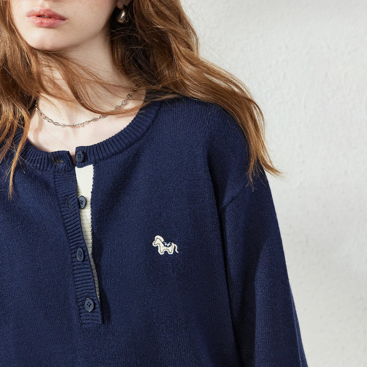 Contrast-Trim Polo Sweater
