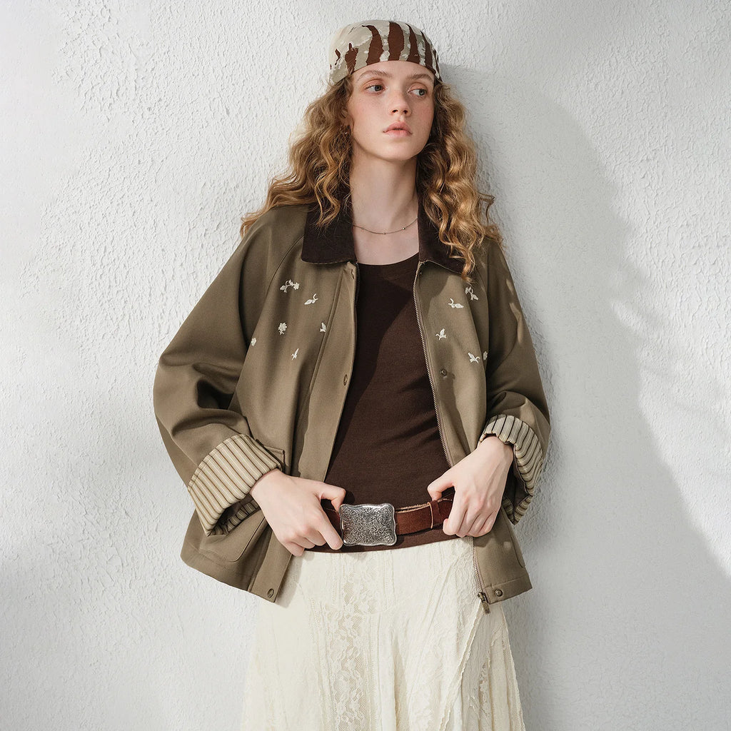 Contrast-Cuff Utility Jacket