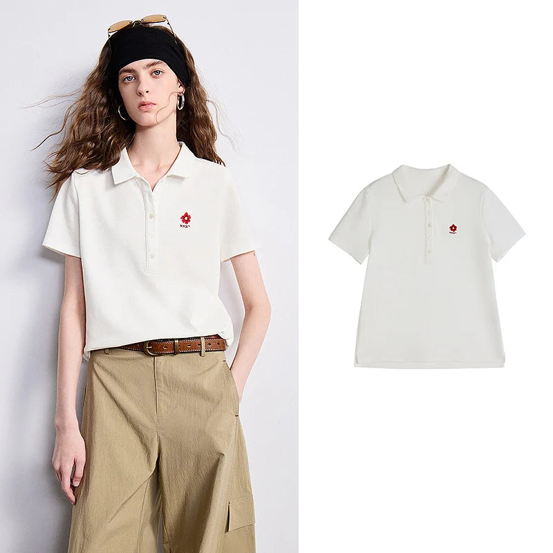 Floral-Motif Short-Sleeve Polo