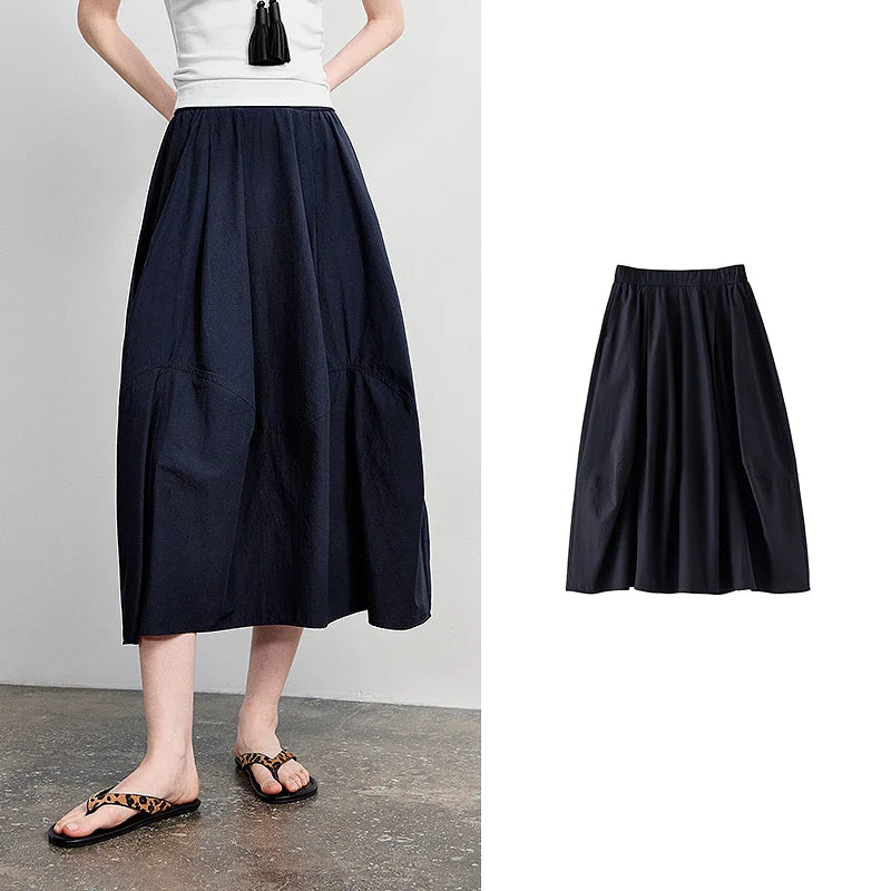 Gathered Balloon Midi Skirt