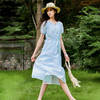 Off-Shoulder Gathered-Waist Midi Dress