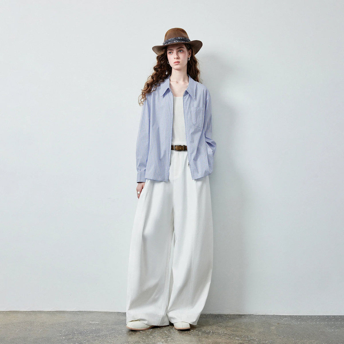 Striped Relaxed Button-Up Shirt