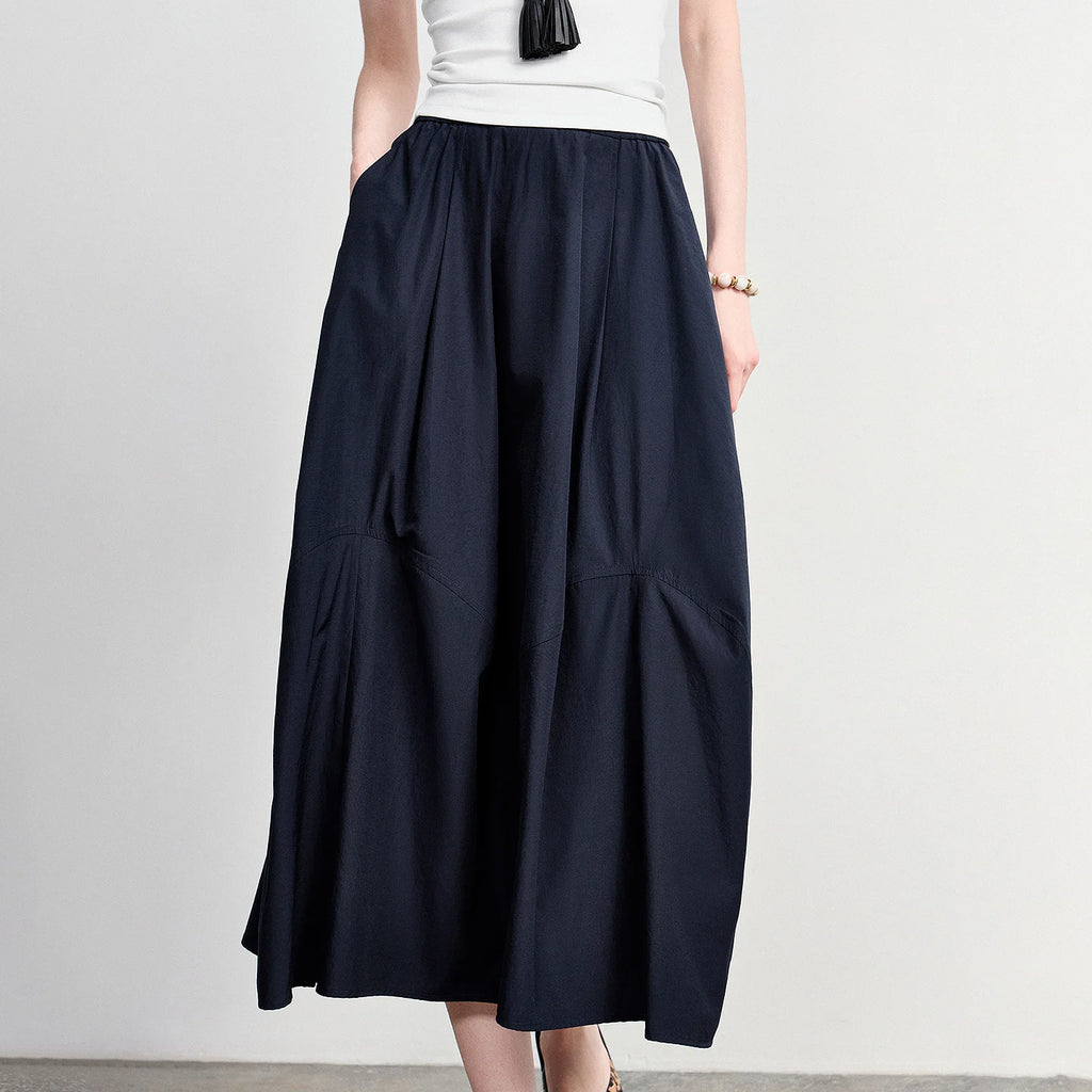 Gathered Balloon Midi Skirt