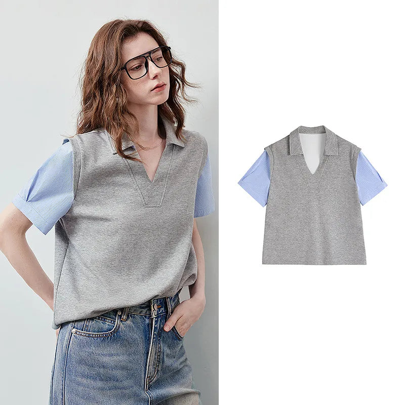 Layered-Look Polo Top