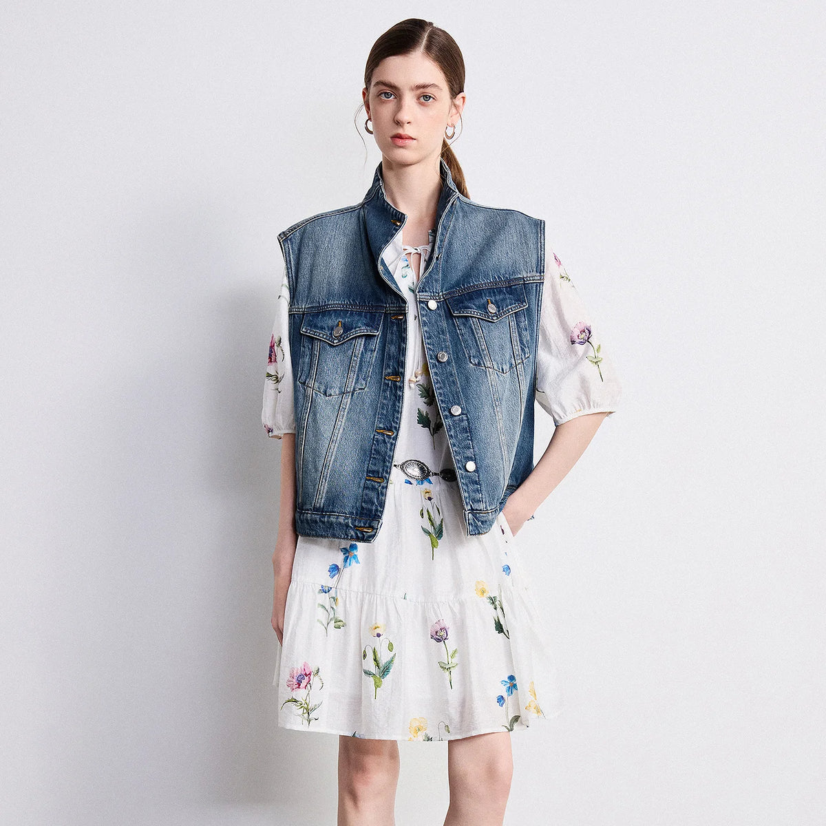 Floral Puff-Sleeve Mini Dress