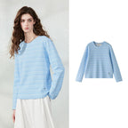 Textured Striped Long-Sleeve Top