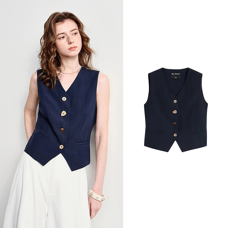 Tailored Button-Front Vest