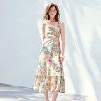 Floral Ruffle-Hem Slip Dress