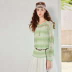 Striped Openwork Knit Top