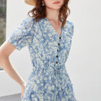 Floral Tiered V-Neck Midi Dress