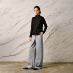 Contrast-Seam Mock-Neck Top