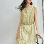 Polka-Dot Sleeveless Tiered Dress