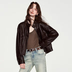 Stand-Collar Button-Front Jacket