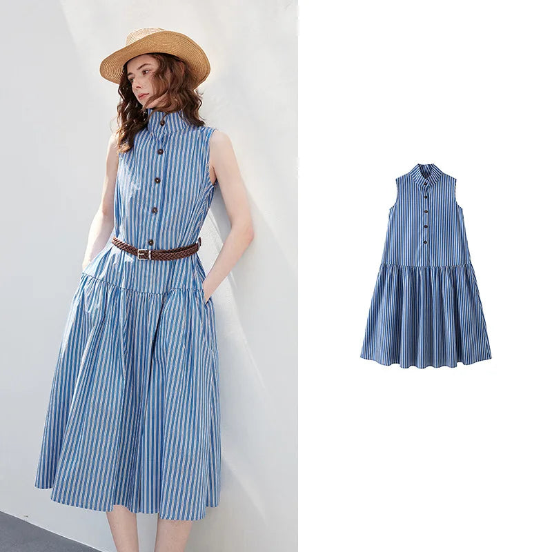 Sleeveless Striped Midi Dress