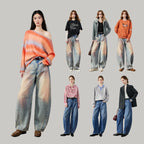 Curved-Seam Barrel-Leg Jeans