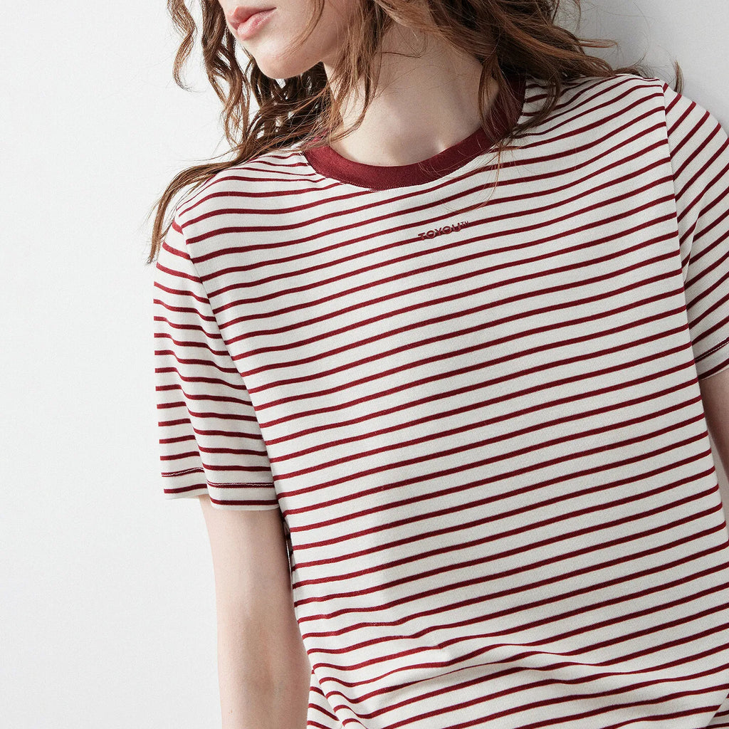 Striped Crewneck Short-Sleeve Tee
