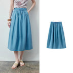 Gathered-Waist Midi Skirt