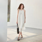 Halter-Neck Eyelet Midi Dress