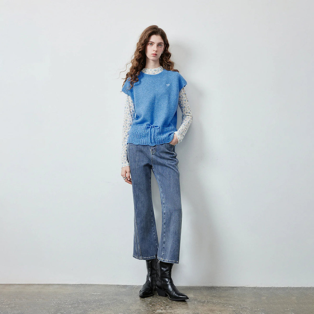 Drawstring-Hem Knit Vest