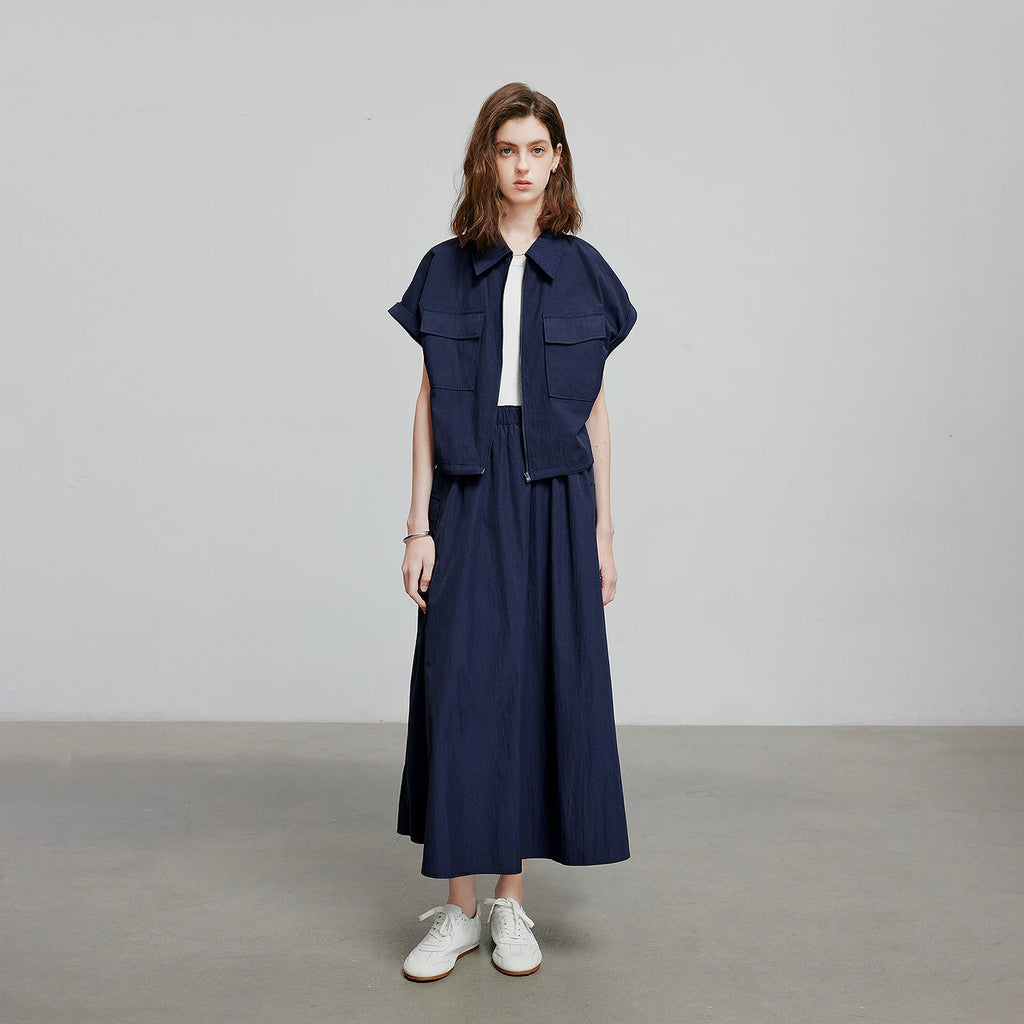 Pocket Shirt and Midi Skirt Set