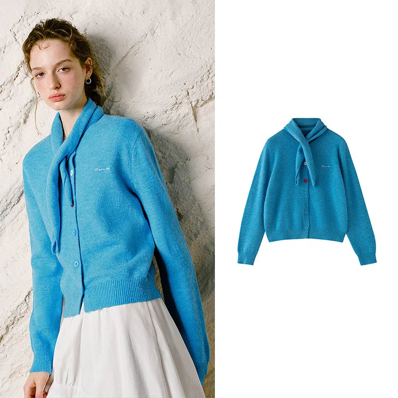 Contrast-Button Knit Cardigan