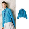 Contrast-Button Knit Cardigan