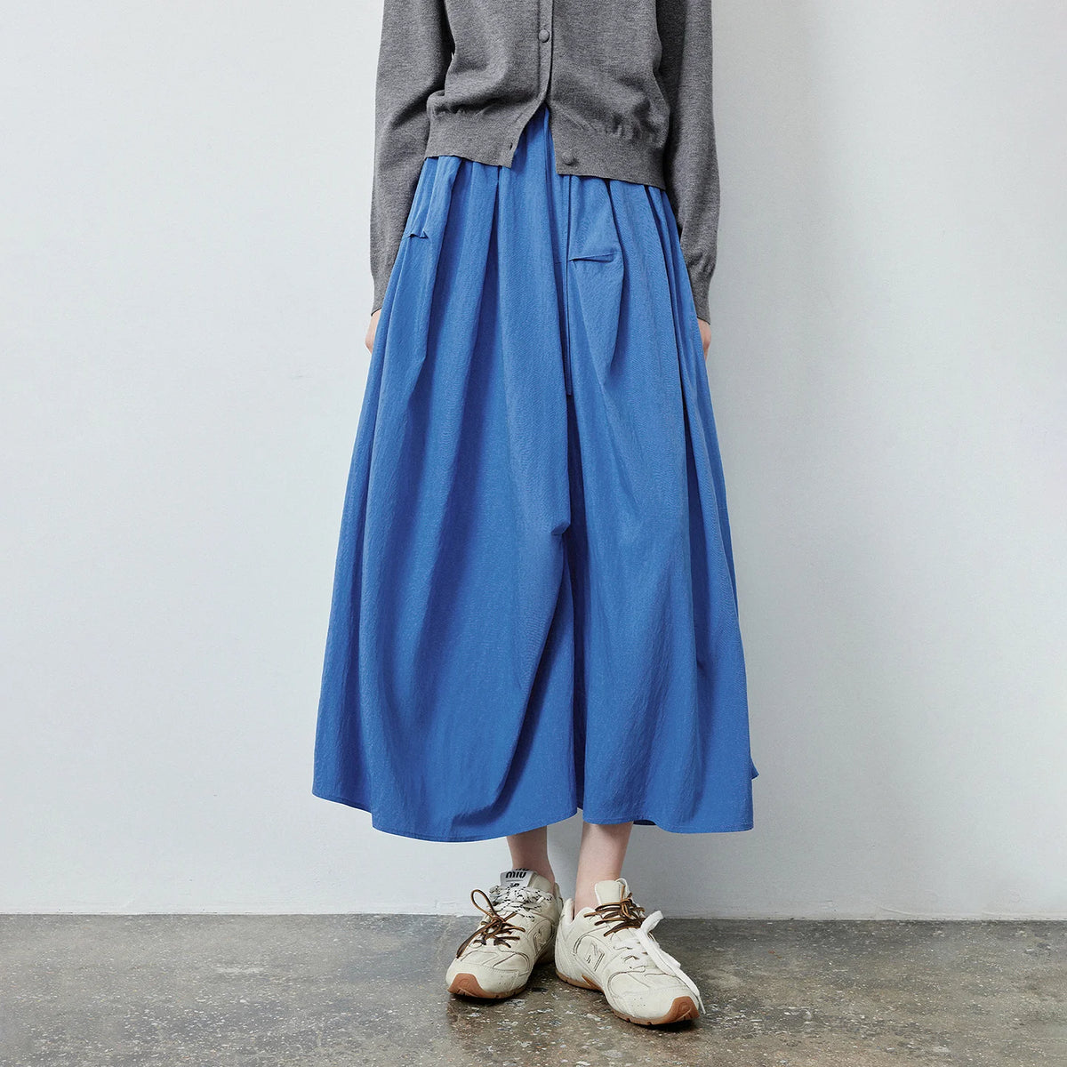 Gathered A-Line Midi Skirt
