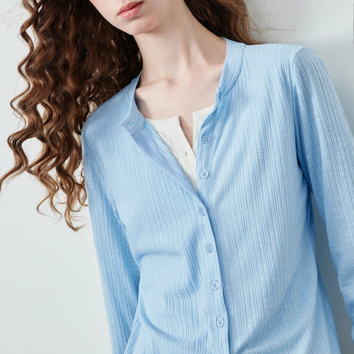 Layered-Look Button-Front Top