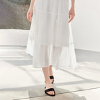 Tiered Elastic-Waist Midi Skirt
